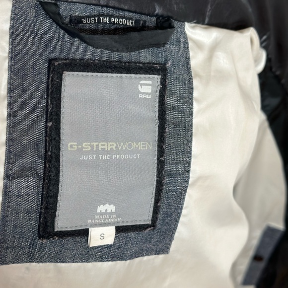 G-STAR RAW Black Hooded Down Puffer Bomber Jacket Coat Size Small - Picture 6 of 8